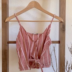 Striped Wrap Cropped Tank Top